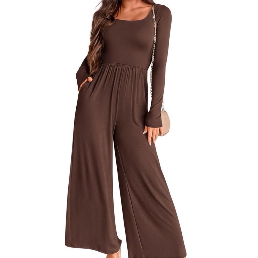Chic Long Sleeve Brown Jumpsuit